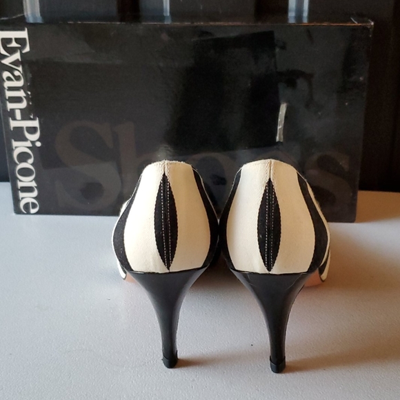 Evan-Picone Black & White Striped Heels 6.5 - Picture 4 of 9